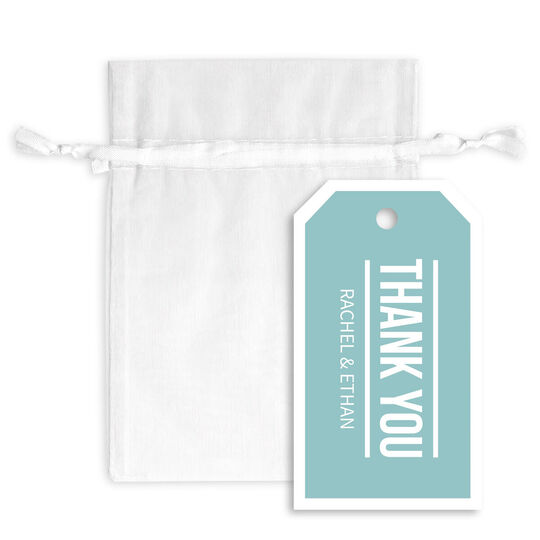 Bold Thank You Hanging Gift Tags with Organza Bags